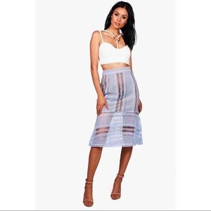 NWT! BoohooBoutique Crochet Lace Peplum Midi Skirt